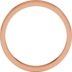 18K Yellow Or White Or Rose Gold Milgrain Standard Fit Flat Band