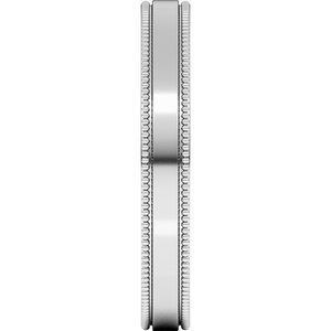 18K Yellow Or White Or Rose Gold Milgrain Standard Fit Flat Band