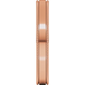 18K Yellow Or White Or Rose Gold Milgrain Standard Fit Flat Band