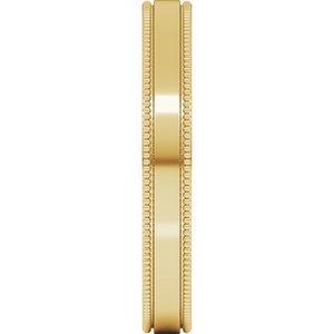18K Yellow Or White Or Rose Gold Milgrain Standard Fit Flat Band