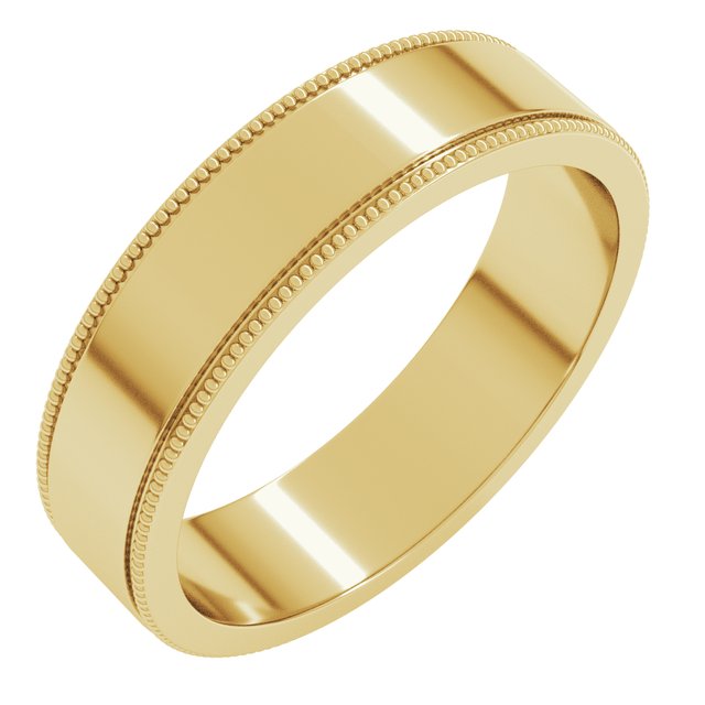 14K Yellow Gold Milgrain Standard Fit Flat Band