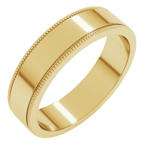 18K Yellow Or White Or Rose Gold Milgrain Standard Fit Flat Band