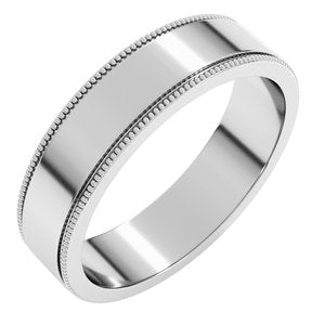 18K Yellow Or White Or Rose Gold Milgrain Standard Fit Flat Band
