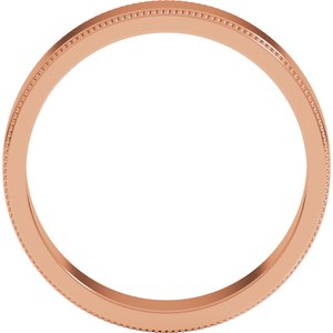 18K Yellow Or White Or Rose Gold Milgrain Standard Fit Flat Band