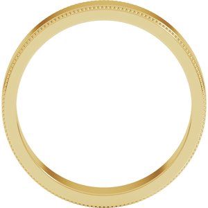 18K Yellow Or White Or Rose Gold Milgrain Standard Fit Flat Band
