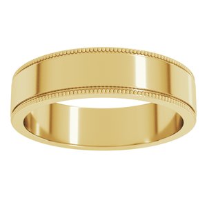 18K Yellow Or White Or Rose Gold Milgrain Standard Fit Flat Band