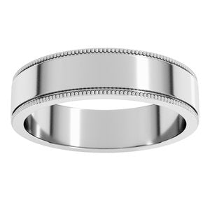 18K Yellow Or White Or Rose Gold Milgrain Standard Fit Flat Band