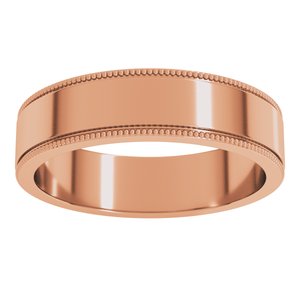 18K Yellow Or White Or Rose Gold Milgrain Standard Fit Flat Band
