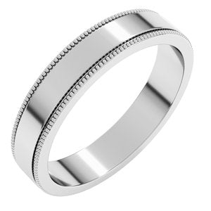 18K Yellow Or White Or Rose Gold Milgrain Standard Fit Flat Band
