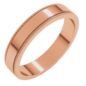 18K Yellow Or White Or Rose Gold Milgrain Standard Fit Flat Band