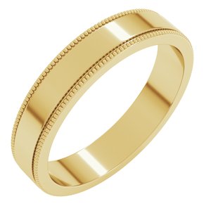 18K Yellow Or White Or Rose Gold Milgrain Standard Fit Flat Band