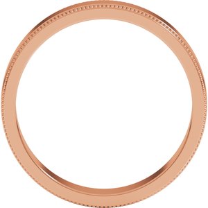18K Yellow Or White Or Rose Gold Milgrain Standard Fit Flat Band