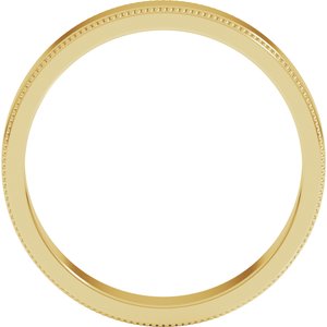 18K Yellow Or White Or Rose Gold Milgrain Standard Fit Flat Band