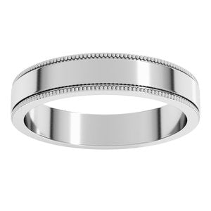 18K Yellow Or White Or Rose Gold Milgrain Standard Fit Flat Band