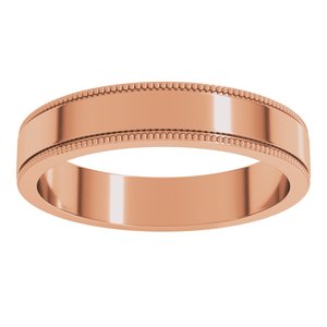 18K Yellow Or White Or Rose Gold Milgrain Standard Fit Flat Band