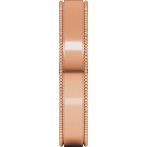 18K Yellow Or White Or Rose Gold Milgrain Standard Fit Flat Band