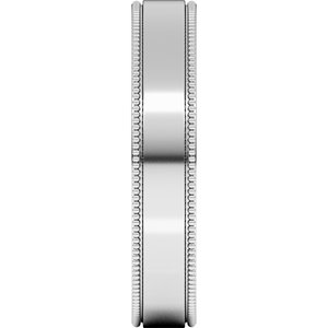18K Yellow Or White Or Rose Gold Milgrain Standard Fit Flat Band