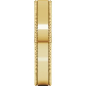 18K Yellow Or White Or Rose Gold Milgrain Standard Fit Flat Band