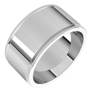 18K Yellow Or White Or Rose Gold Milgrain Standard Fit Flat Band
