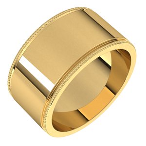 18K Yellow Or White Or Rose Gold Milgrain Standard Fit Flat Band