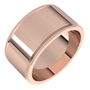 18K Yellow Or White Or Rose Gold Milgrain Standard Fit Flat Band