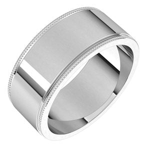 18K Yellow Or White Or Rose Gold Milgrain Standard Fit Flat Band
