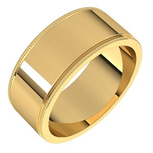 18K Yellow Or White Or Rose Gold Milgrain Standard Fit Flat Band
