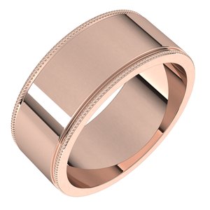 18K Yellow Or White Or Rose Gold Milgrain Standard Fit Flat Band