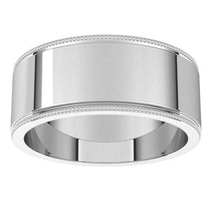 18K Yellow Or White Or Rose Gold Milgrain Standard Fit Flat Band