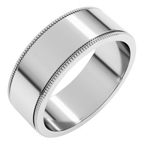 18K Yellow Or White Or Rose Gold Milgrain Standard Fit Flat Band