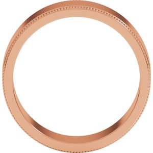 18K Yellow Or White Or Rose Gold Milgrain Standard Fit Flat Band