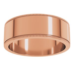 18K Yellow Or White Or Rose Gold Milgrain Standard Fit Flat Band