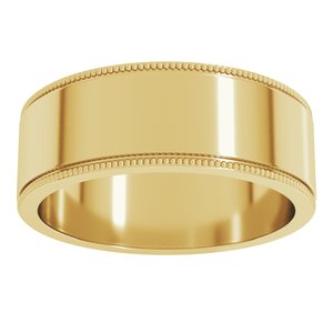 18K Yellow Or White Or Rose Gold Milgrain Standard Fit Flat Band