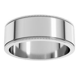 18K Yellow Or White Or Rose Gold Milgrain Standard Fit Flat Band