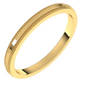 14K Yellow Or White Or Rose Gold Milgrain Stepped-Edge Flat Band