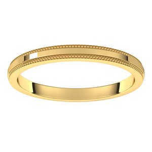14K Yellow Or White Or Rose Gold Milgrain Stepped-Edge Flat Band