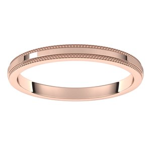 14K Yellow Or White Or Rose Gold Milgrain Stepped-Edge Flat Band
