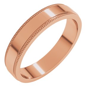 14K Rose Gold 4 mm Milgrain Flat with Edge Band