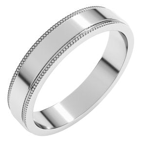 14K White Gold Milgrain Flat with Edge Band