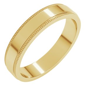 14K Yellow Or White Or Rose Gold Milgrain Stepped-Edge Flat Band
