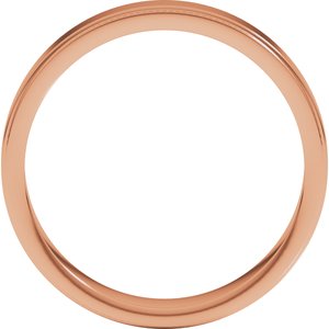 14K Rose Gold 4 mm Milgrain Flat with Edge Band
