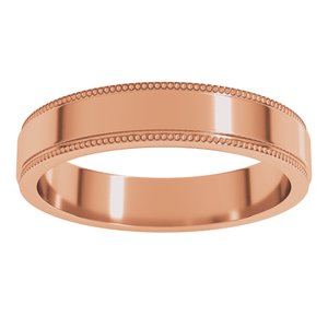 14K Rose Gold 4 mm Milgrain Flat with Edge Band