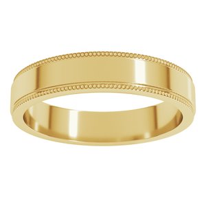 14K Yellow Or White Or Rose Gold Milgrain Stepped-Edge Flat Band