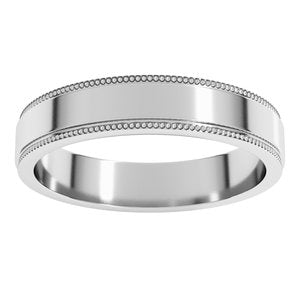 14K Yellow Or White Or Rose Gold Milgrain Stepped-Edge Flat Band