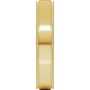 14K Yellow Or White Or Rose Gold Milgrain Stepped-Edge Flat Band