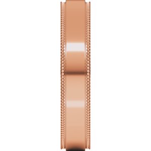 14K Yellow Or White Or Rose Gold Milgrain Stepped-Edge Flat Band