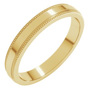 14K Yellow Or White Or Rose Gold Milgrain Stepped-Edge Flat Band