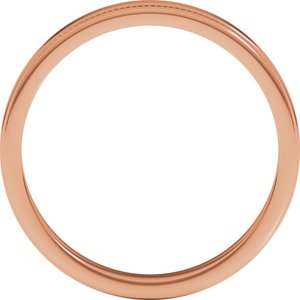 14K Yellow Or White Or Rose Gold Milgrain Stepped-Edge Flat Band
