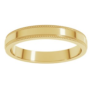 14K Yellow Or White Or Rose Gold Milgrain Stepped-Edge Flat Band