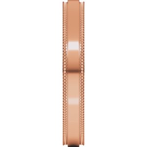 14K Yellow Or White Or Rose Gold Milgrain Stepped-Edge Flat Band